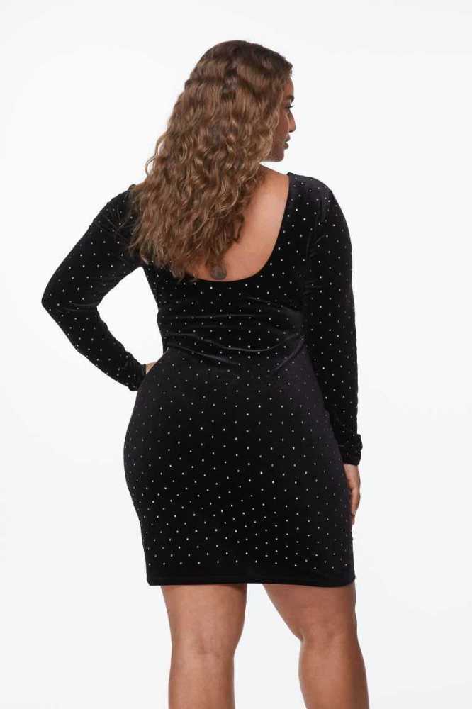 H&M Long-sleeved Bodycon Kleider Damen Schwarz | 3872-KXYHJ