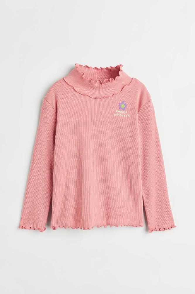 H&M Long-sleeved Gerippt Oberteile Kinder Grün | 7301-JOZNU