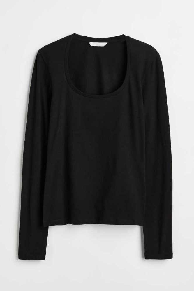 H&M Long-sleeved Jersey Oberteile Damen Weiß | 1854-YPXJT