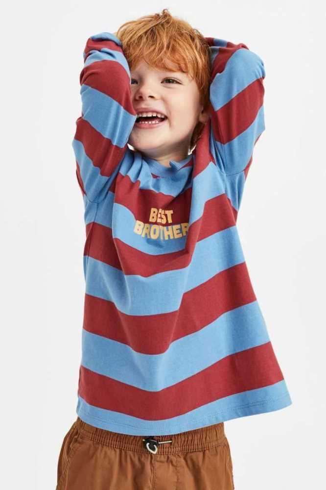 H&M Long-sleeved Shirt Jersey Kinder Blau | 2068-JZFLI