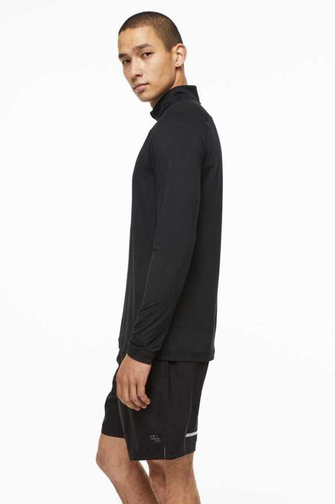 H&M Long-sleeved Sportbekleidung Herren Schwarz | 4576-ABFUR