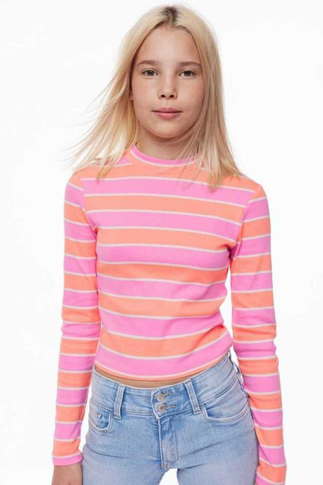 H&M Long-sleeved Top Jersey Kinder Rosa | 4352-CJITX