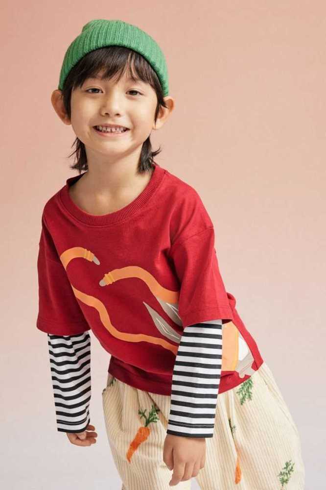 H&M Long-sleeved Top Jersey Kinder Rot | 7985-ROWHQ