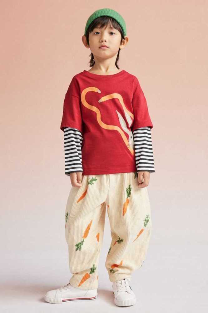 H&M Long-sleeved Top Jersey Kinder Rot | 7985-ROWHQ