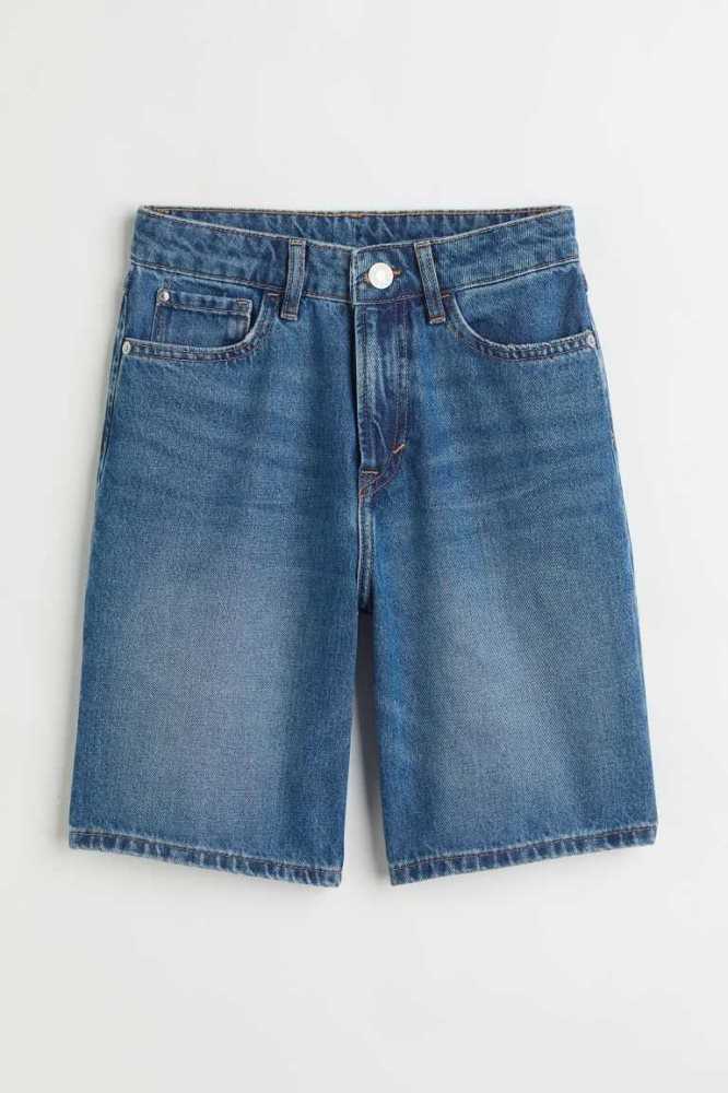 H&M Loose Fit Denim Kurze Hose Kinder Dunkelgrau | 4372-AKTQG