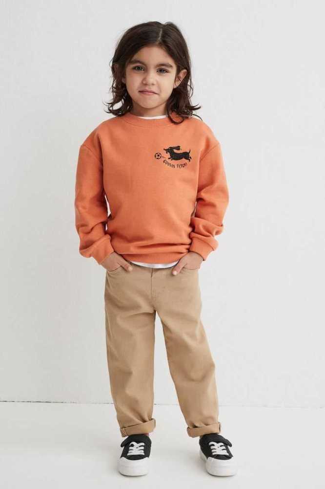 H&M Loose Fit Twill Hose Kinder Dunkelbraun | 2145-YZMVW