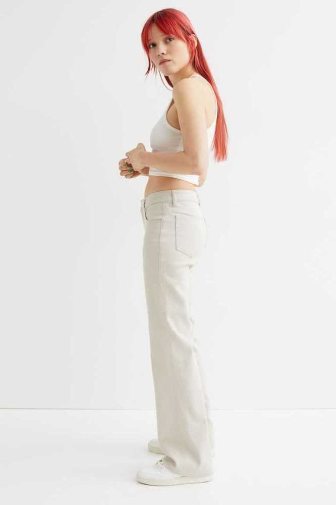 H&M Low Taille Flared Twill Hose Damen Weiß | 0684-YTMAG