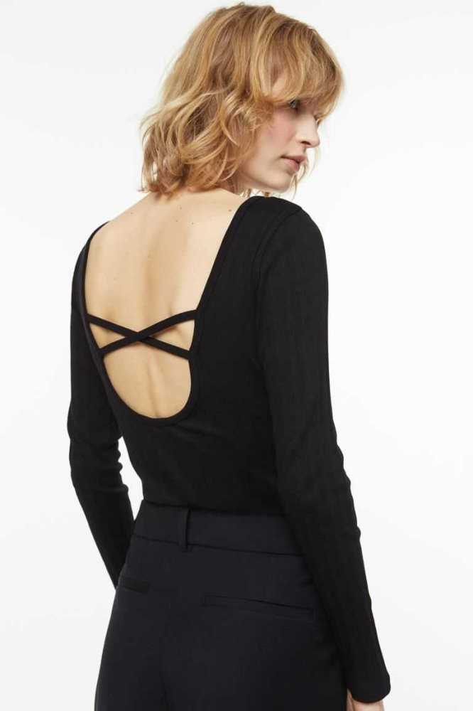 H&M Low-backed Bodysuit Oberteile Damen Weiß | 2764-TZSDA