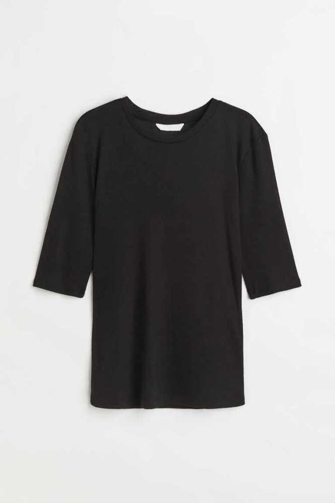 H&M Lyocell T-shirt Oberteile Damen Schwarz | 1084-YKIGH