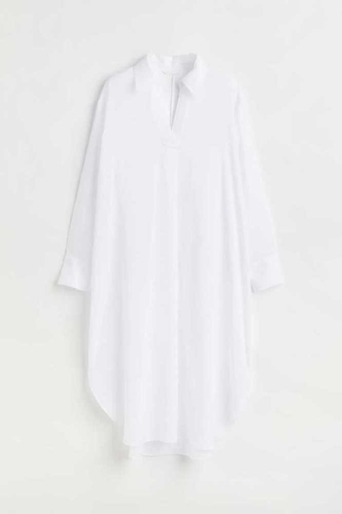 H&M Lyocell-blend Shirt Kleider Damen Weiß | 5208-RHILT