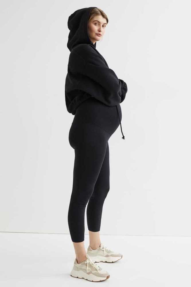 H&M MAMA 2-pack Crop Leggings Schwangerschaftskleidung Damen Schwarz | 4185-WVBRF