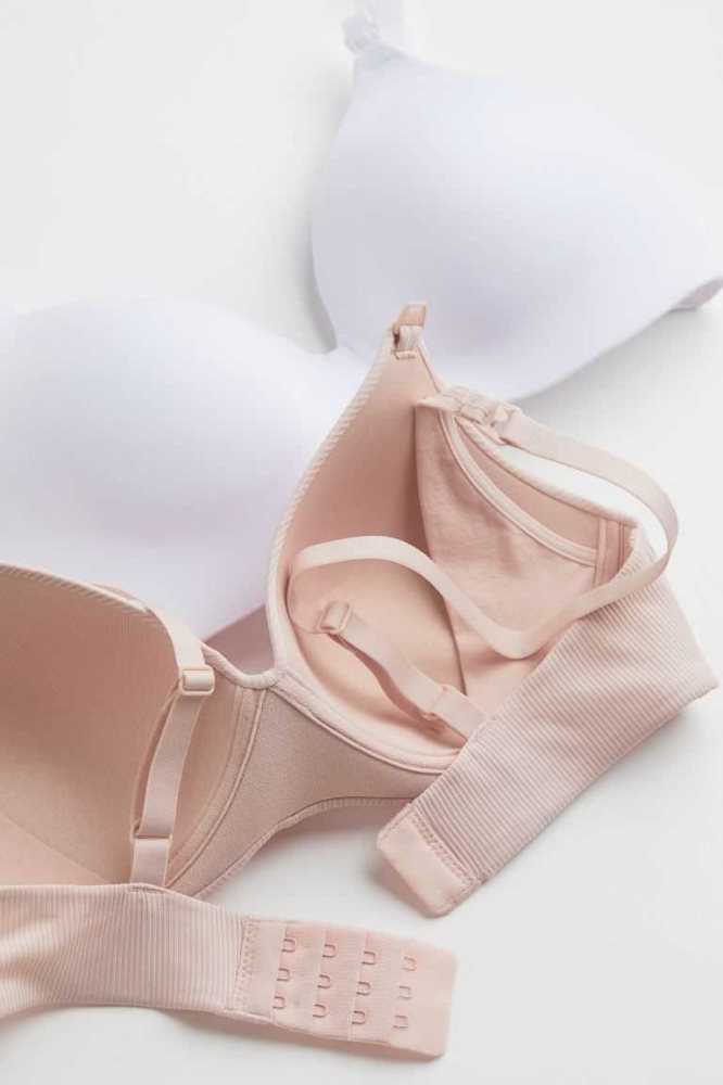 H&M MAMA 2-pack Gepolstert Nursing Bras Schwangerschaftskleidung Damen Beige Schwarz | 1982-MNCPH