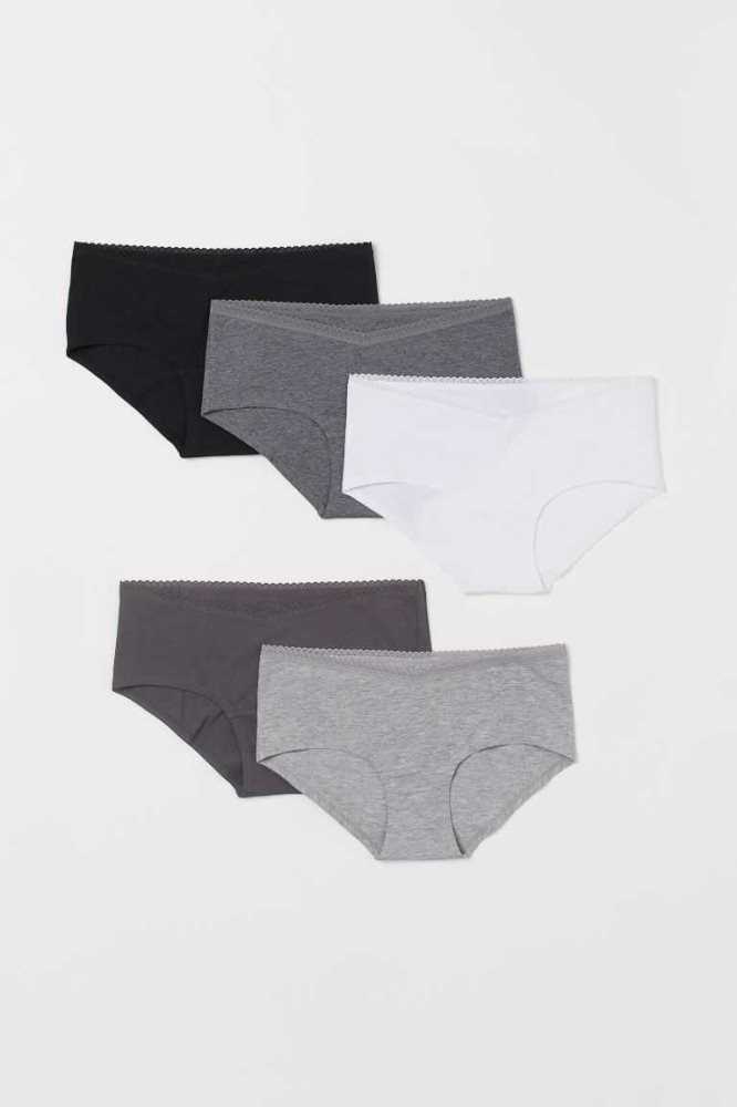 H&M MAMA 5-pack Hipster Briefs Schwangerschaftskleidung Damen Schwarz Weiß Rosa | 6930-XIPEC