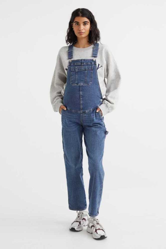 H&M MAMA Denim Overalls Schwangerschaftskleidung Damen Blau | 3798-UZIGX