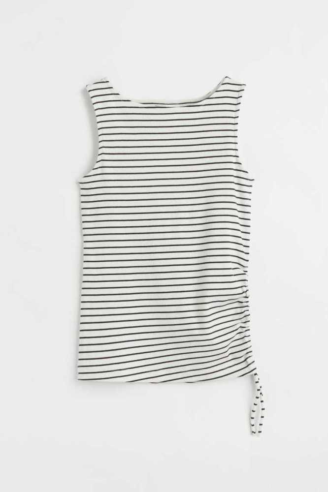 H&M MAMA Gerippt Drawstring Oberteile Damen Blau | 5104-AWMXF