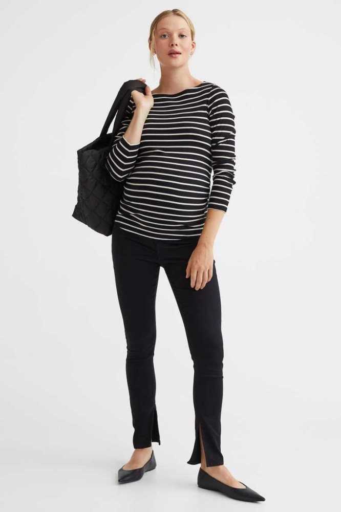 H&M MAMA Long-sleeved Baumwoll Top Schwangerschaftskleidung Damen Weiß | 1703-KQRUV