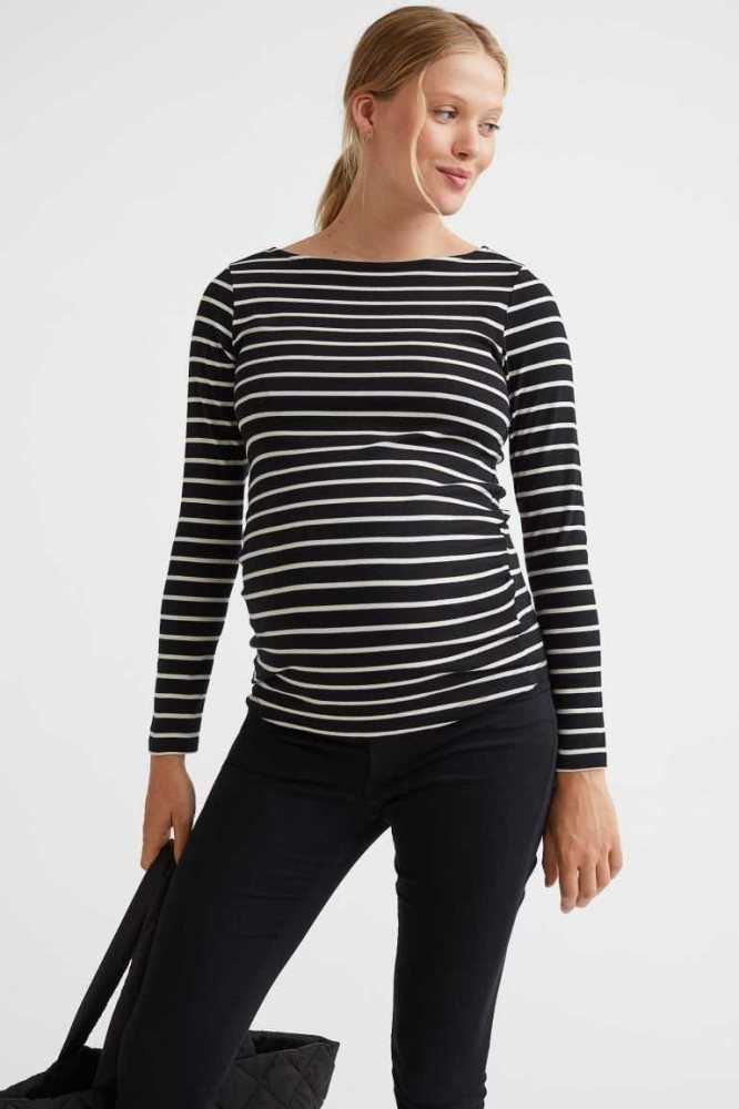 H&M MAMA Long-sleeved Baumwoll Top Schwangerschaftskleidung Damen Weiß | 1703-KQRUV