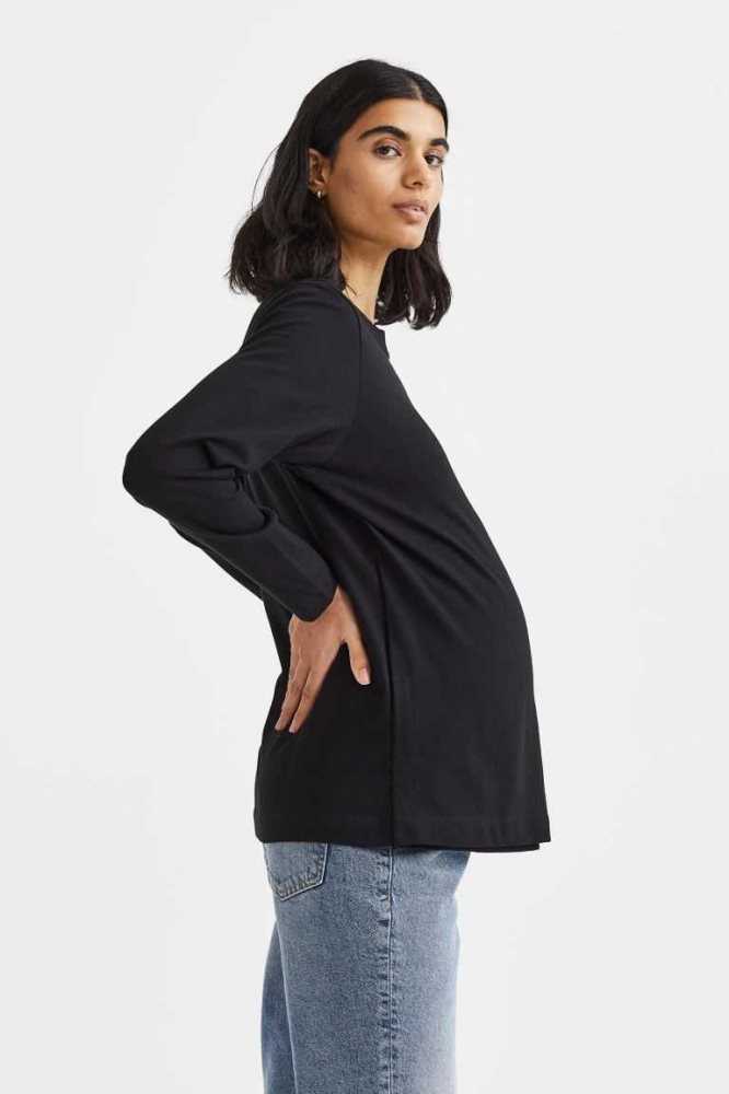 H&M MAMA Nursing Top Schwangerschaftskleidung Damen Schwarz | 9740-WNTUK