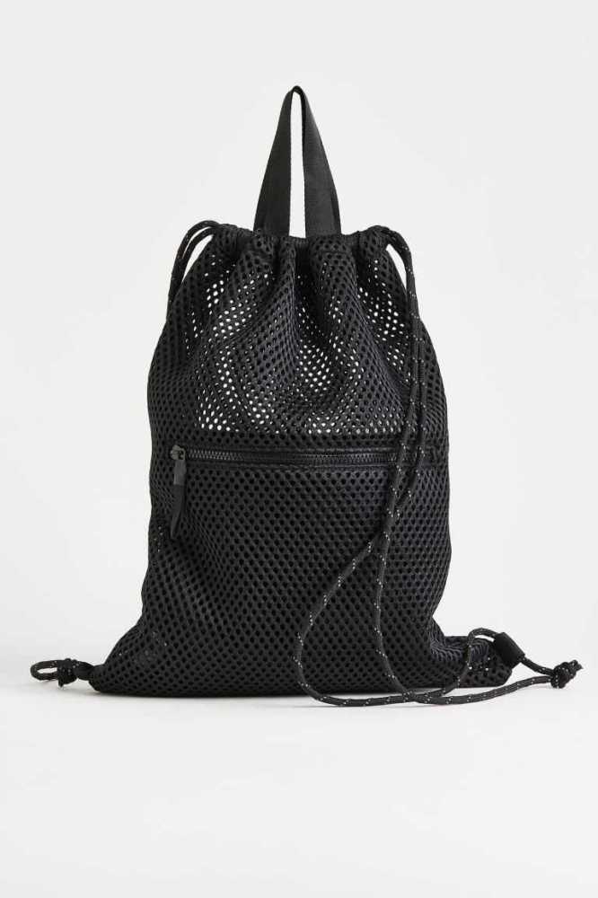 H&M Mesh Gym Bag Sportbekleidung Herren Schwarz | 3762-QMTXF