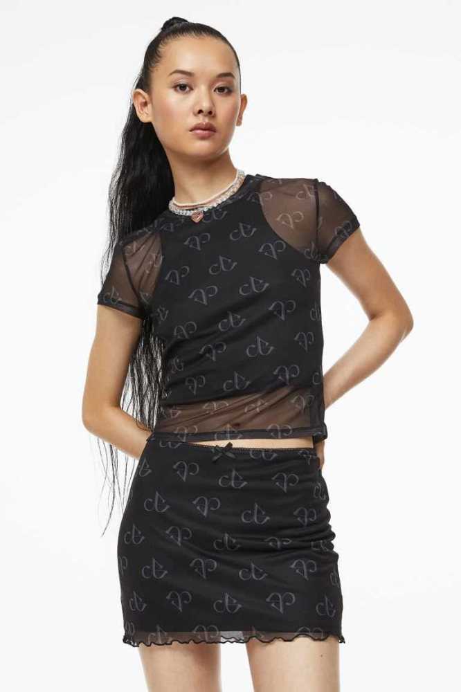 H&M Mesh Mini Röcke Damen Schwarz | 8653-XIZUQ