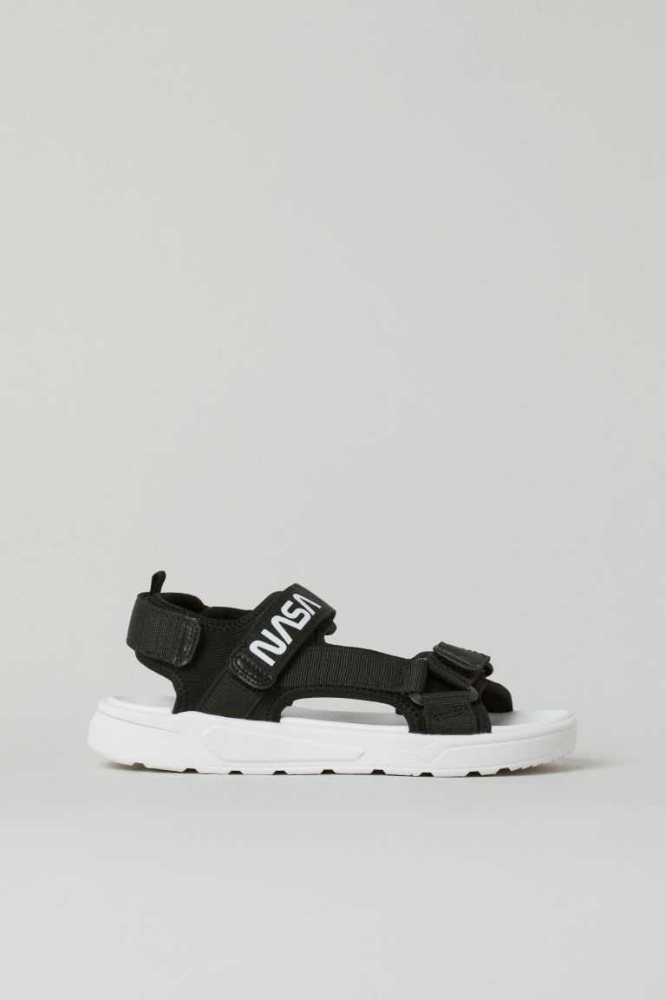 H&M Mesh Sandalen Kinder Schwarz | 8021-SKNUG