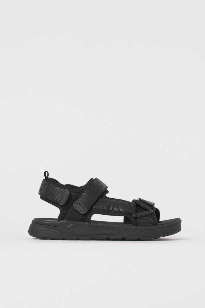 H&M Mesh Sandalen Kinder Schwarz | 8021-SKNUG