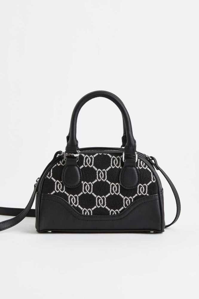 H&M Mini Jacquard-weave Bowling Tasche Damen Schwarz | 2467-CDRWH