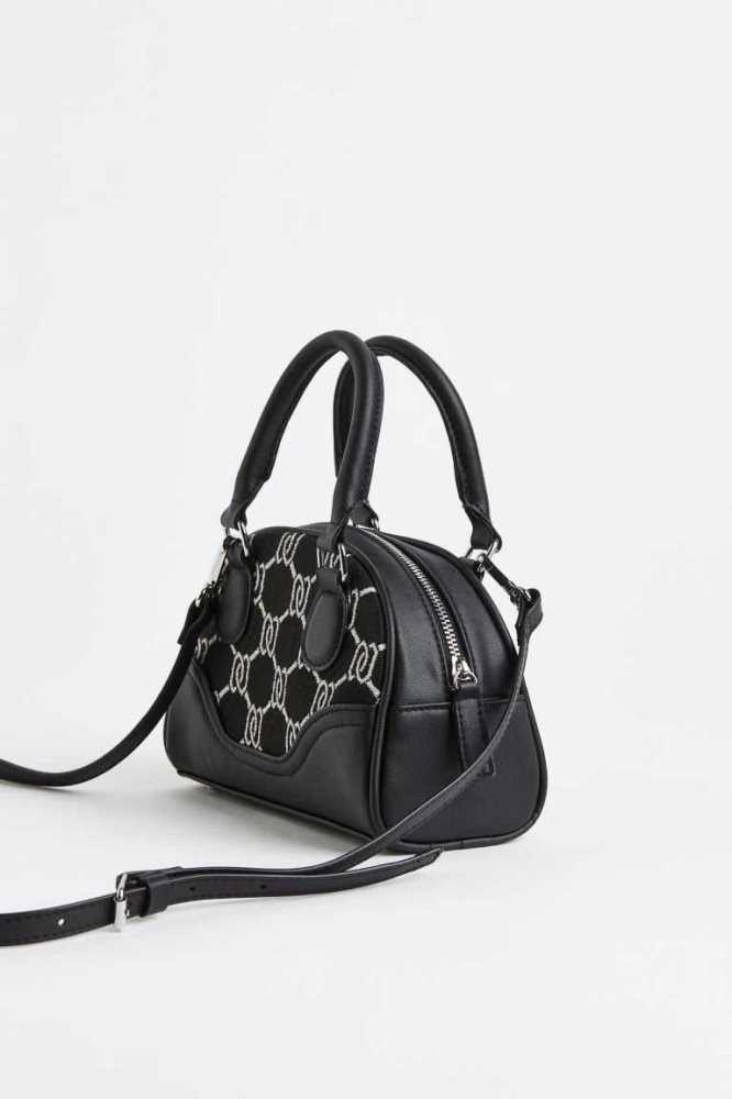 H&M Mini Jacquard-weave Bowling Tasche Damen Schwarz | 2467-CDRWH