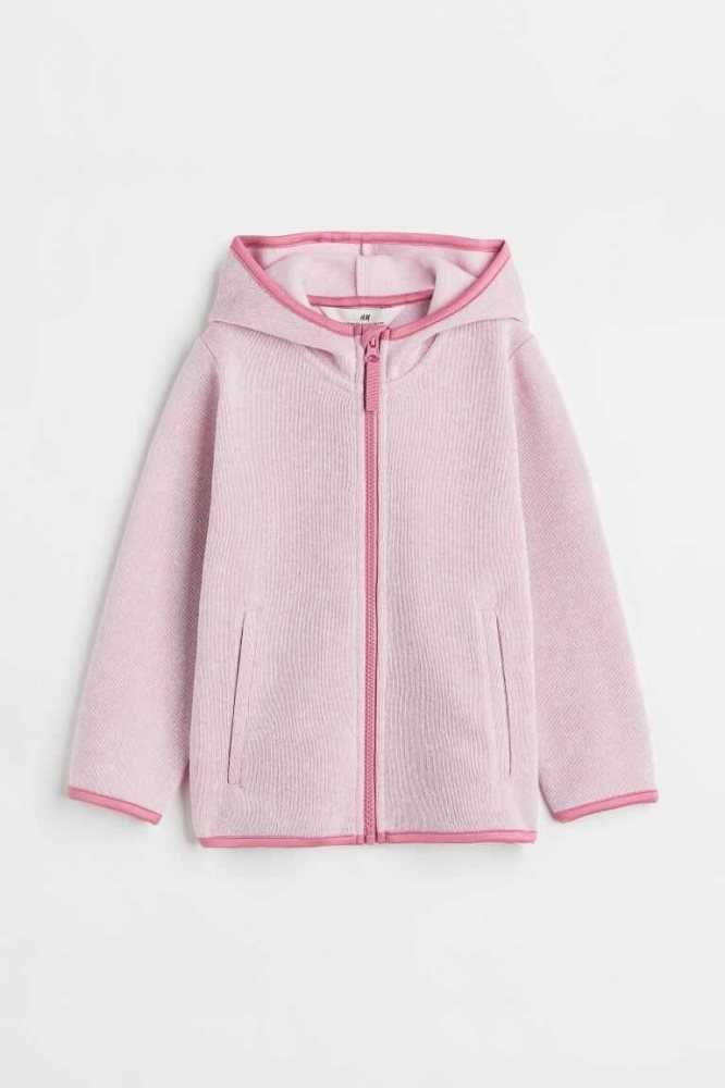 H&M Mit Kapuze Fleece Jacket Oberbekleidung Kinder Hellblau | 2370-OLQKF