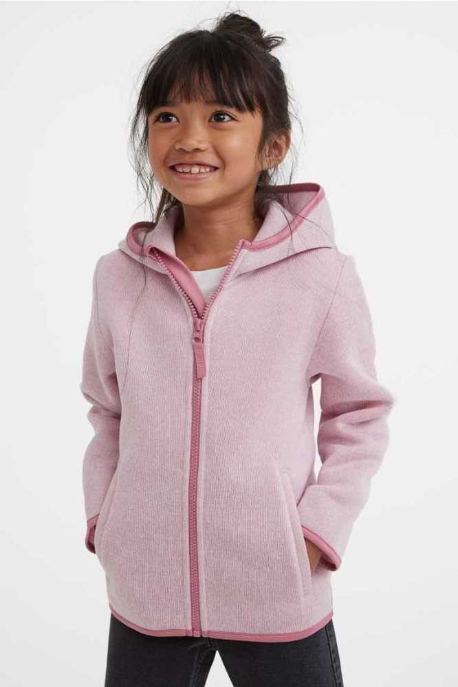 H&M Mit Kapuze Fleece Jacket Oberbekleidung Kinder Hellblau | 2370-OLQKF