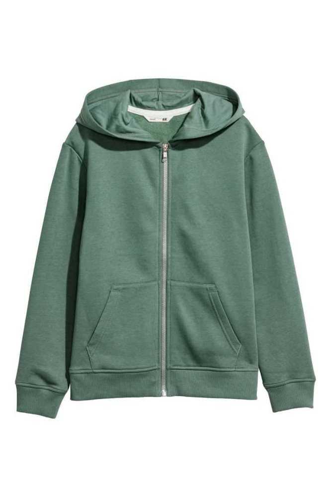 H&M Mit Kapuze Jacke Kinder Dunkelkhaki Grün | 0539-XYURF