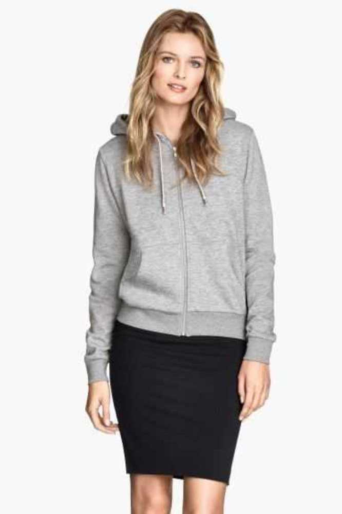 H&M Mit Kapuze Jacket Hoodie Damen Schwarz | 0637-YOSTC