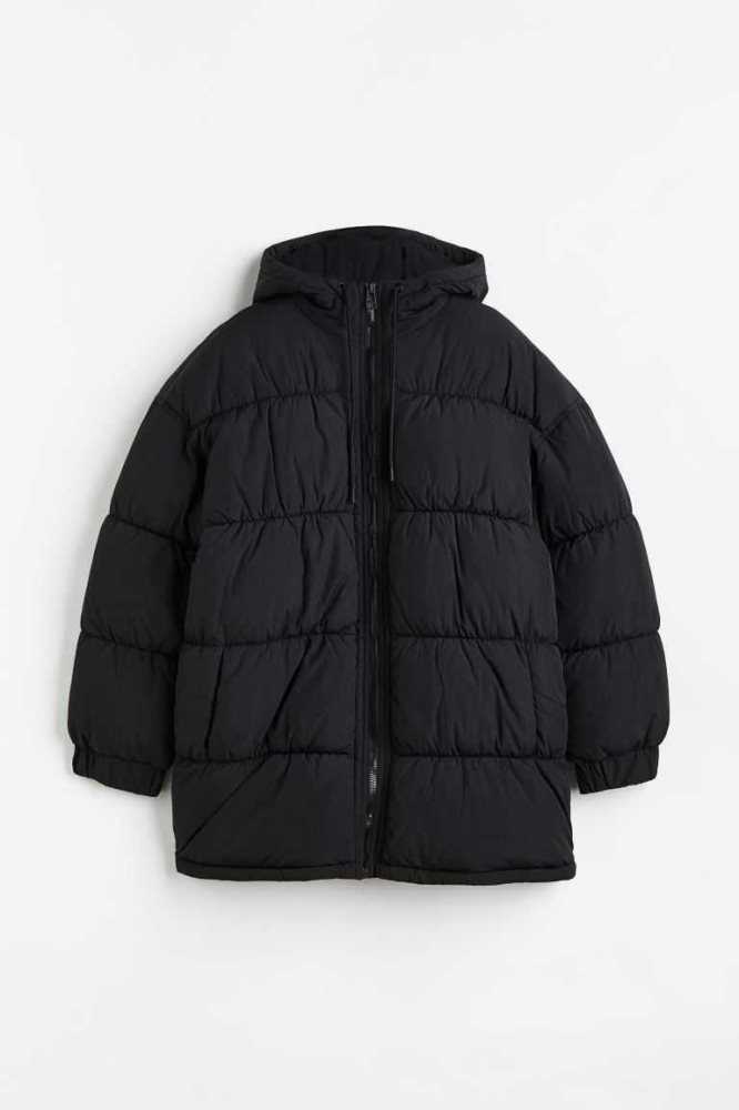 H&M Mit Kapuze Puffer Jacke Damen Hellgrau | 3045-MKPRI