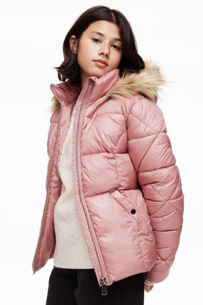 H&M Mit Kapuze Puffer Jacket Oberbekleidung Kinder Rosa | 6134-BKWSH