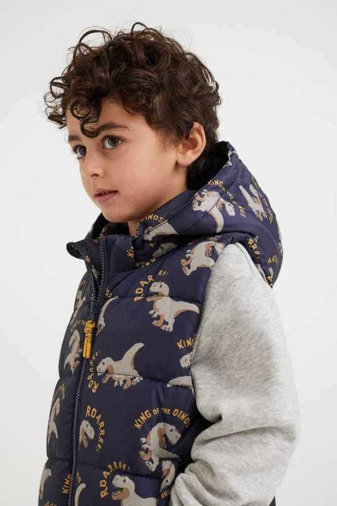 H&M Mit Kapuze Puffer Vest Oberbekleidung Kinder Dunkelblau | 1574-TWOJF