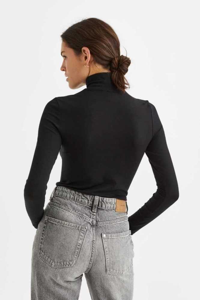 H&M Mock Turtleneck Oberteile Damen Weiß | 4379-OTUWI