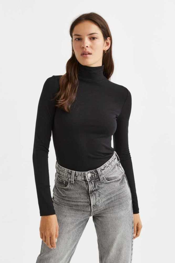 H&M Mock Turtleneck Oberteile Damen Weiß | 4379-OTUWI