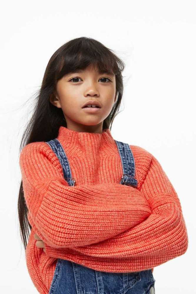 H&M Mock Turtleneck Pullover Kinder Orange | 4538-WQLPF