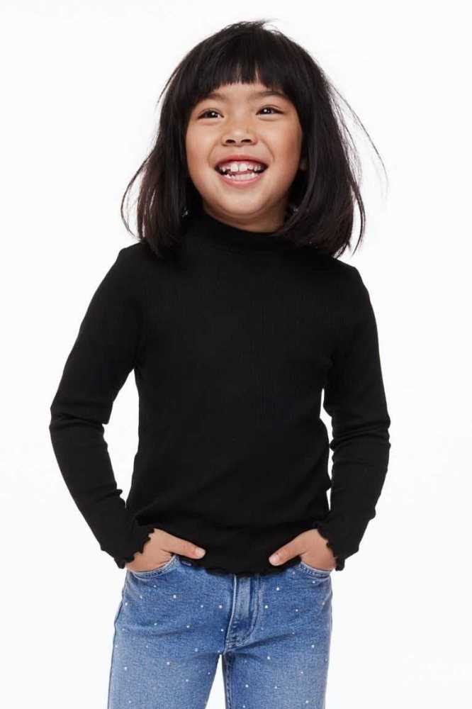 H&M Mock Turtleneck Top Jersey Kinder Helllila | 1349-ESMPO