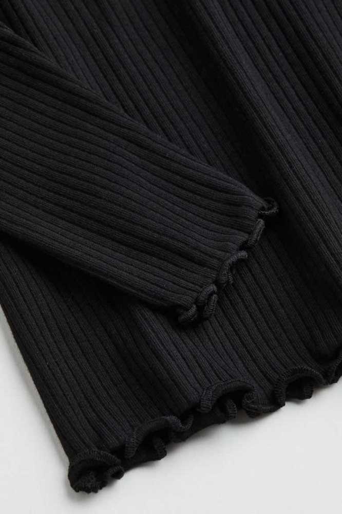 H&M Mock Turtleneck Top Jersey Kinder Schwarz | 4710-IPFBO