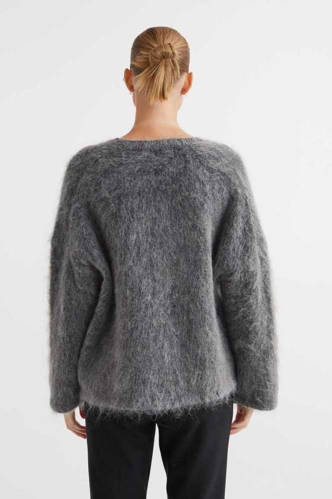 H&M Mohair-blend Cardigan Pullover Damen Schwarz | 3082-ZXFYK