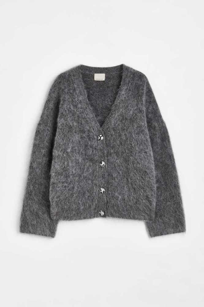 H&M Mohair-blend Cardigan Pullover Damen Schwarz | 3082-ZXFYK