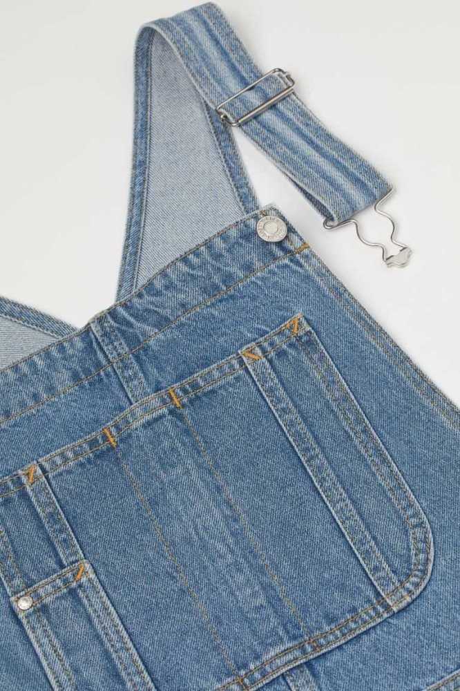 H&M Mom Fit Denim Overalls Jeans Damen Weiß | 3857-NVHWM