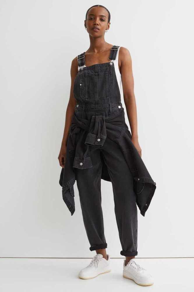 H&M Mom Fit Denim Overalls Jeans Damen Weiß | 3857-NVHWM