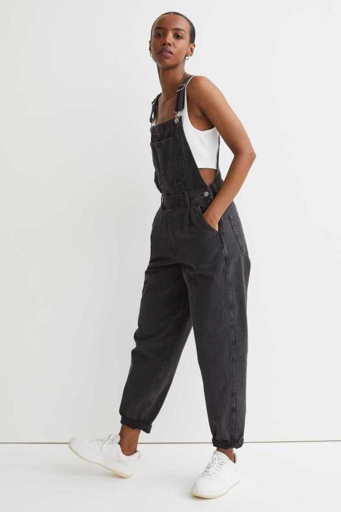 H&M Mom Fit Denim Overalls Jeans Damen Weiß | 3857-NVHWM