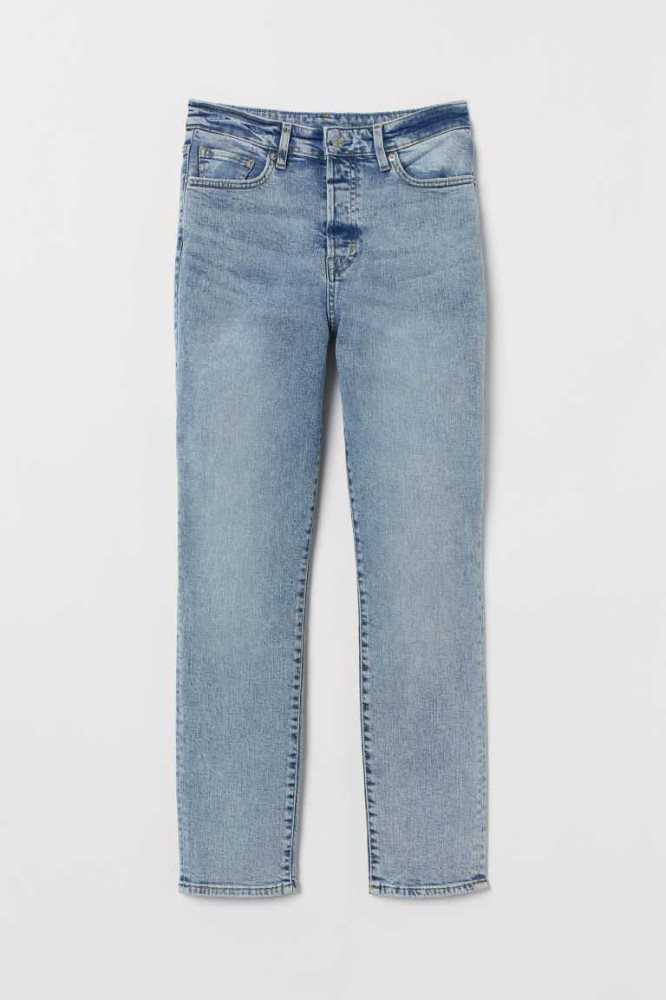 H&M Mom High Ankle Jeans Damen Blau | 3869-LSTJF