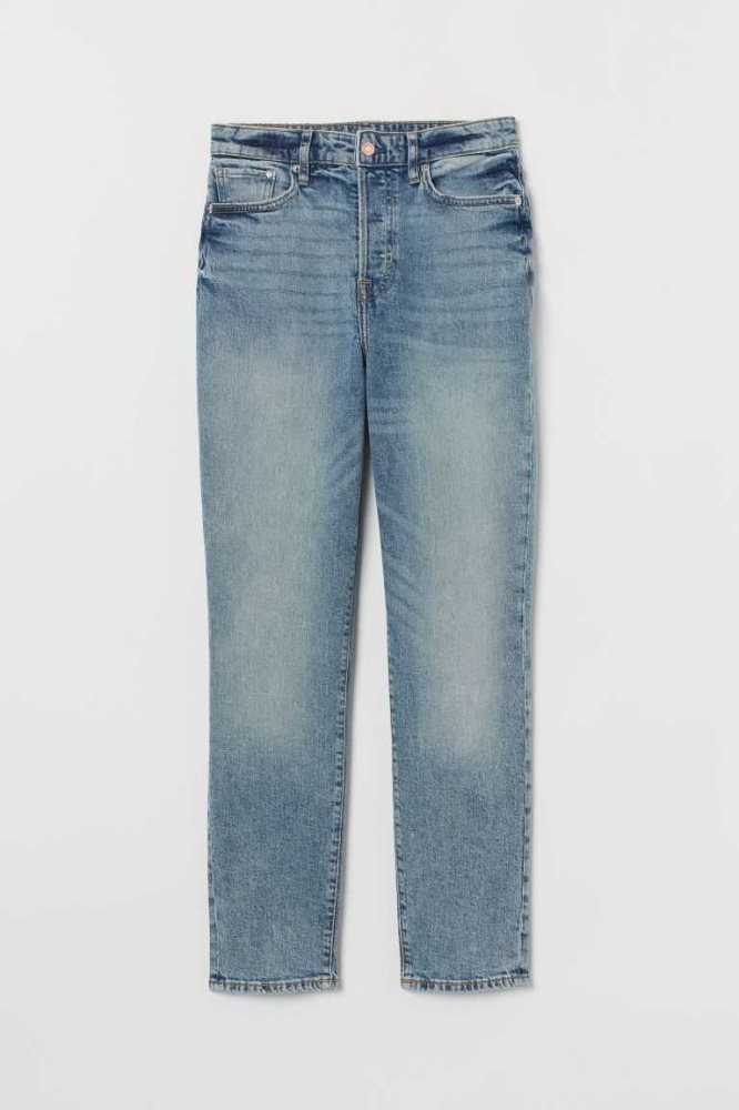 H&M Mom High Ankle Jeans Damen Blau | 3869-LSTJF