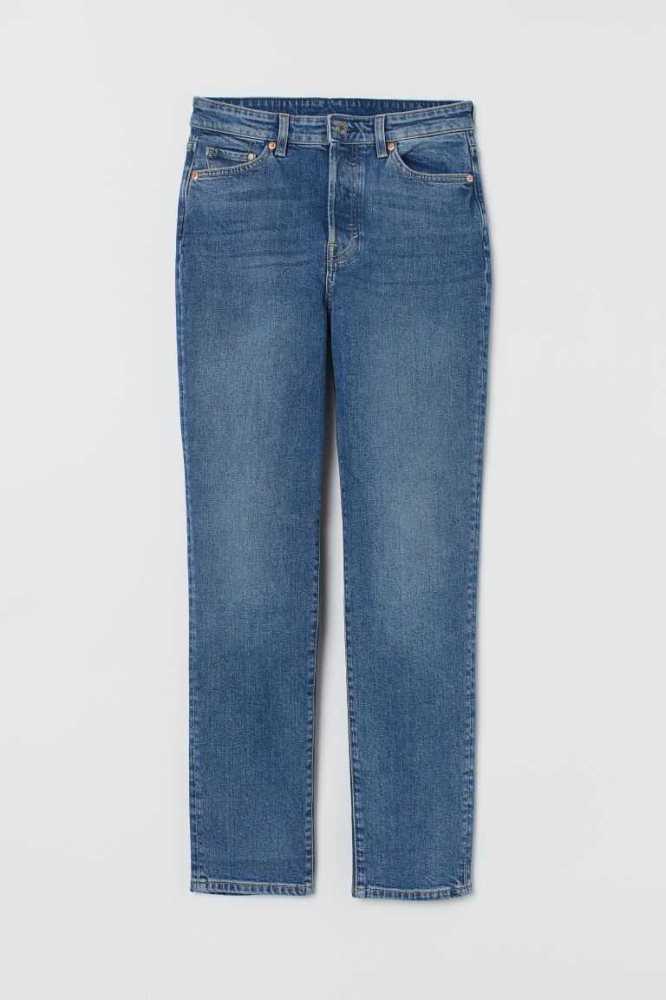 H&M Mom High Ankle Jeans Damen Blau | 3869-LSTJF