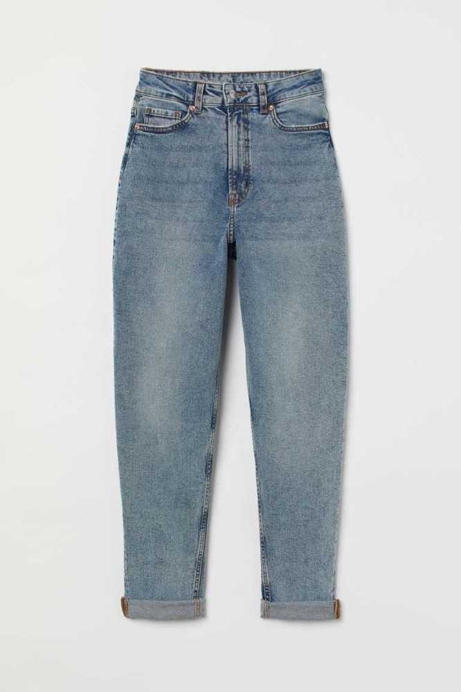 H&M Mom High Ankle Jeans Damen Hellblau | 2518-DEOSB