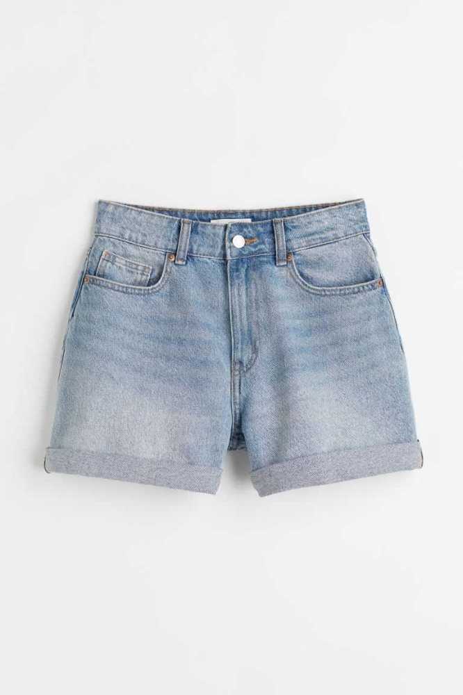 H&M Mom High Denim Kurze Hose Damen Hellblau | 2940-TUMLG